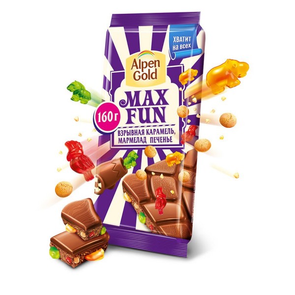 Шоколад Alpen Gold Max Fun «Взрывная карамель, мармелад, печенье» — отзывы