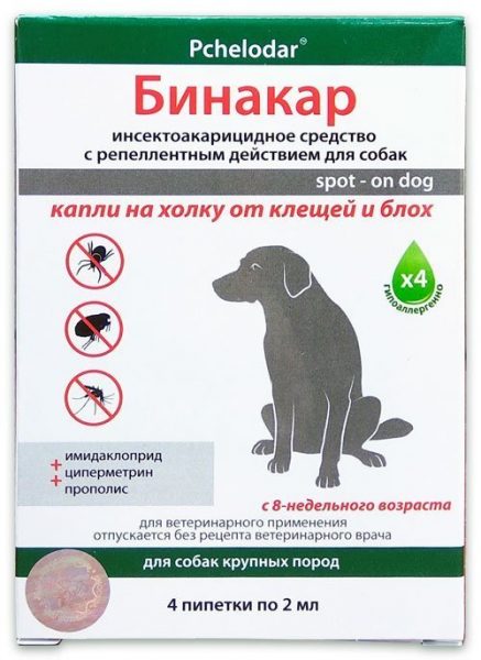 Капли на холку для собак Бинакар Pchelodar — отзывы